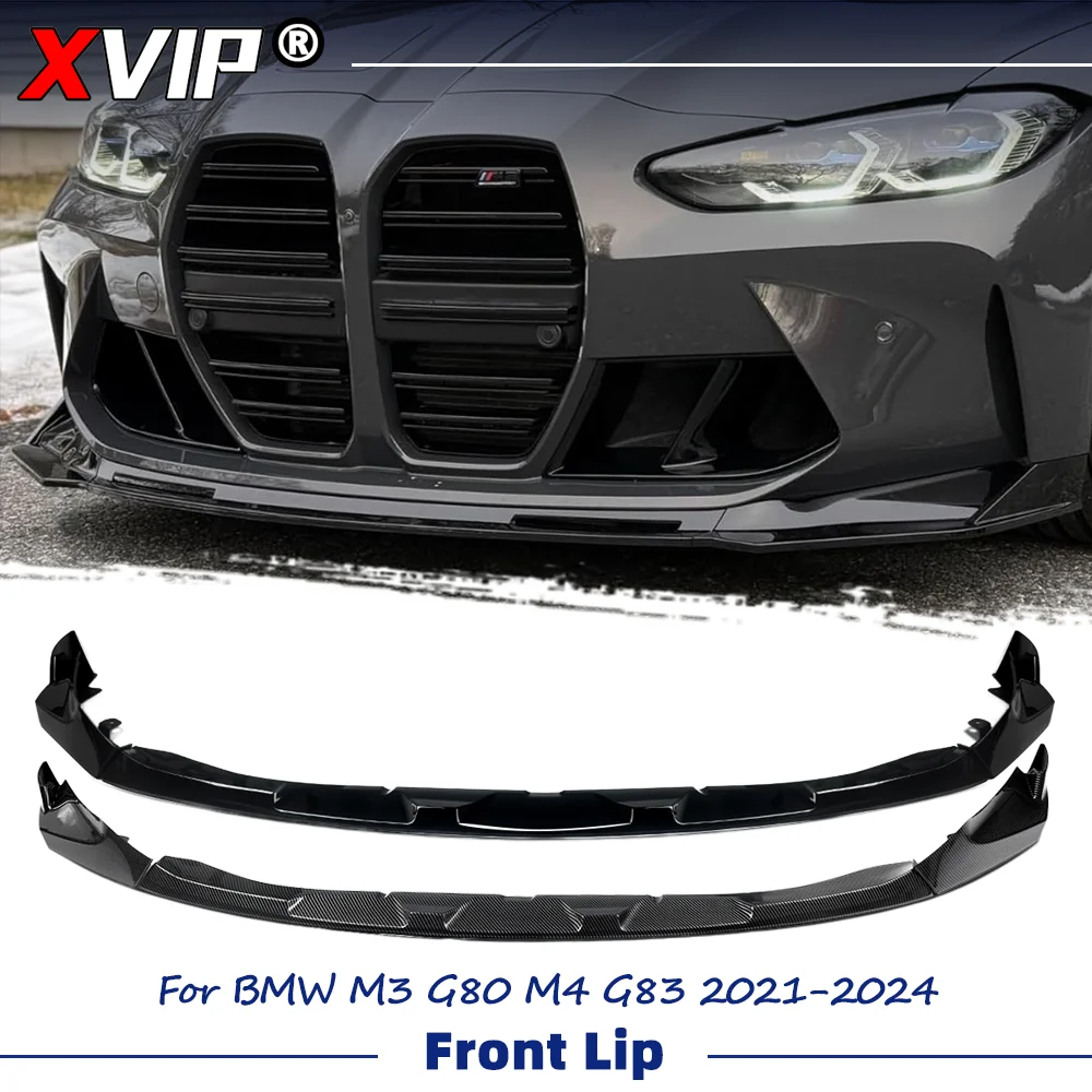 

Глянцевый спойлер переднего бампера в стиле MP с эффектом карбона XVIP для BMW M3 G80 M4 G82 G83 2021-2024