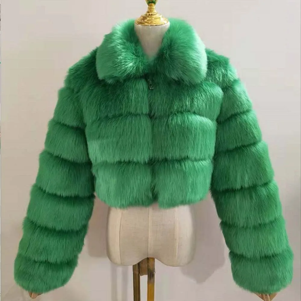 معطف نسائي جديد على الموضة لعام 2025 من الفرو الصناعي برقبة واقفة وأكمام طويلة وسحاب قصير بلون سادة سترات شتوية دافئة سميكة #4