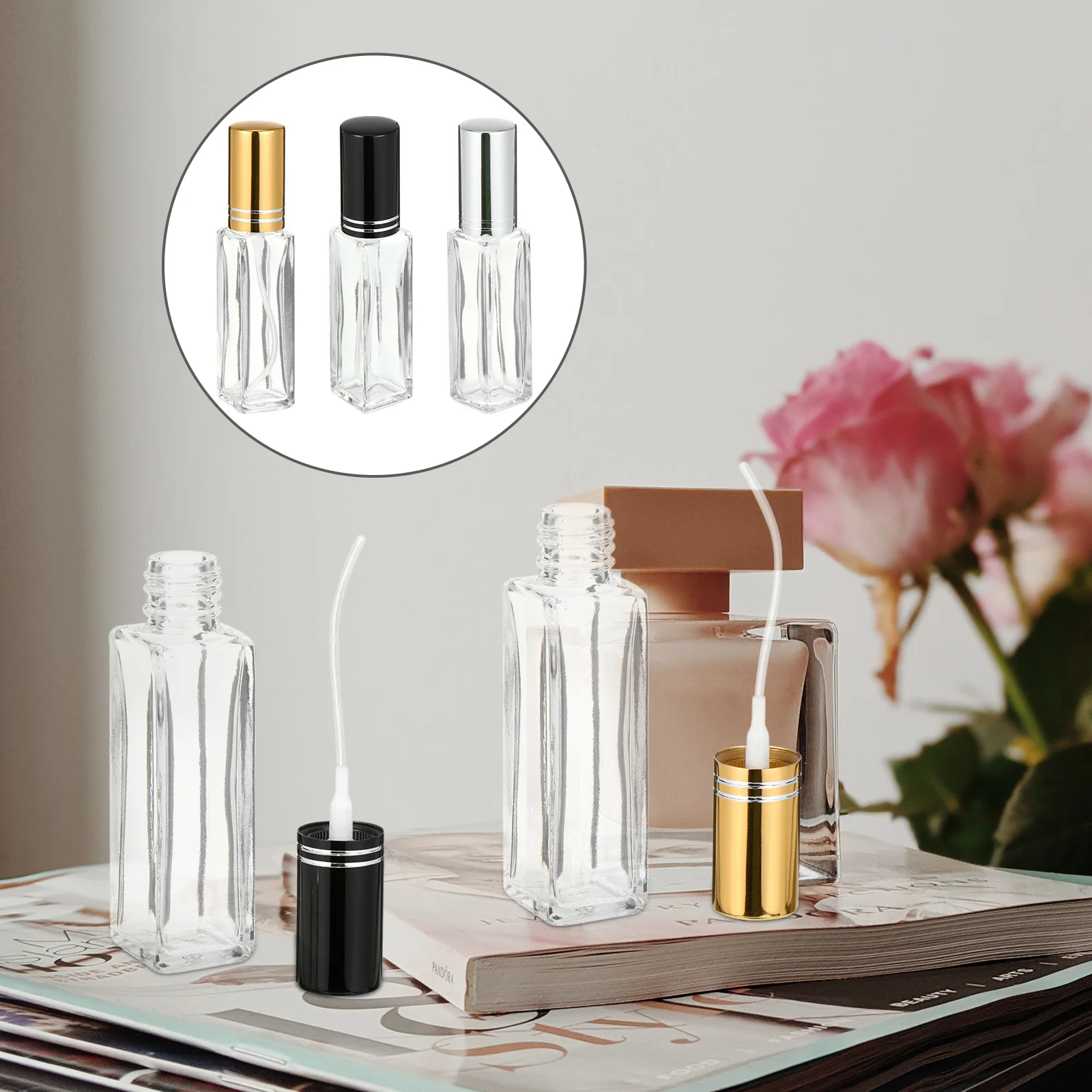 

6 Pcs Fragrance Bottle Glass Spray Bottles Refillable Perfume Transparent Sprayer Storing