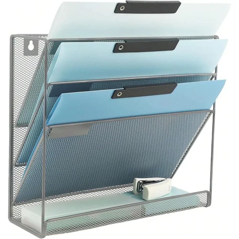 

Desk File Organizer Mesh 6Tier, Hanging Wall Mount Document Organization Stand, Desktop Vertical Mail Paper Folder Holder Rack
