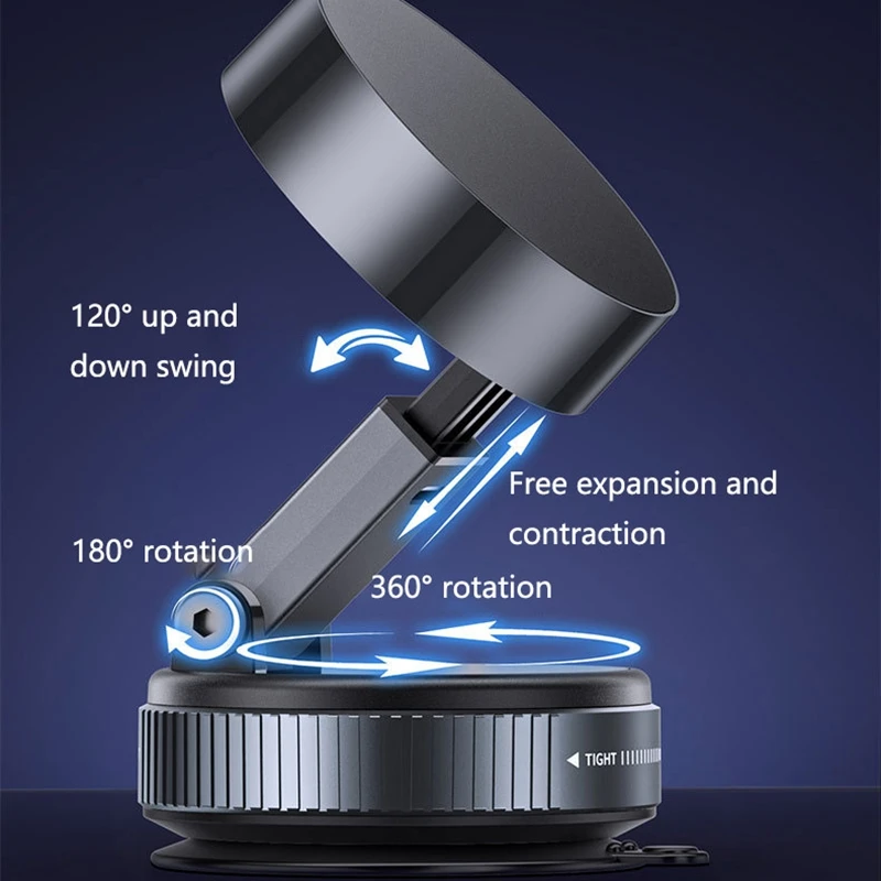 Strong Magnetic Phone Holder Foldable Design 360° Adjustable Vacuum Car Mount For Cell Phone For iphone Live Streaming