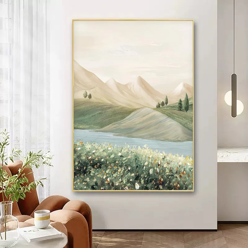 

The sense of high class is backed by Jinshan decoration living room large sunshine Jinshan entrance canvas painting