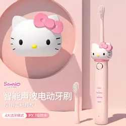 Kawaii Sanrio Hello Kitty Kuromi damska elektryczna szczoteczka do zębów dla dorosłych podstawa USB ładowanie kreskówka szczoteczka do zębów z miękkim włosiem prezent