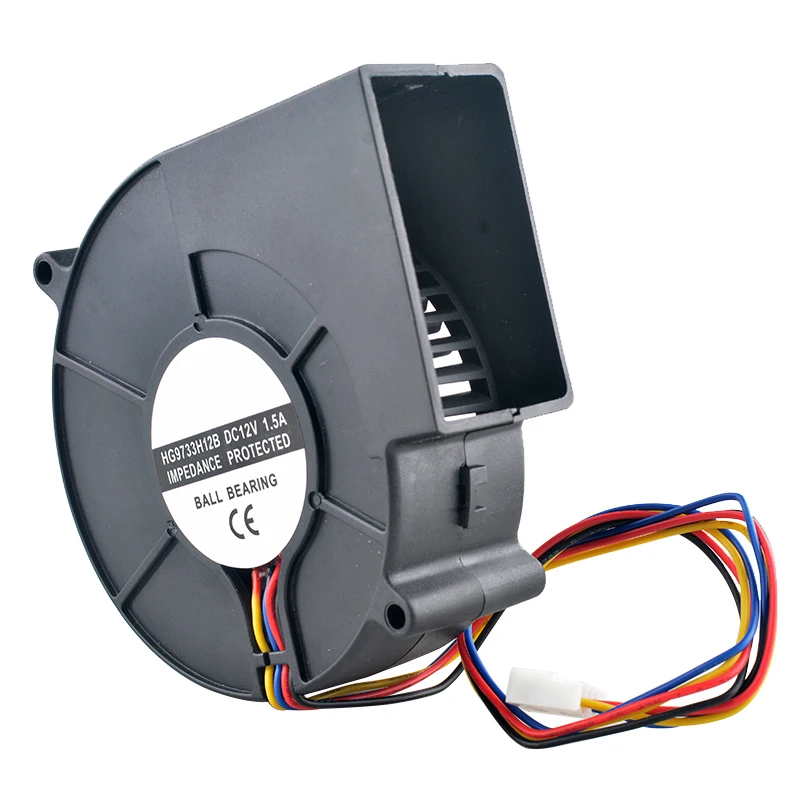 

HG9733H12B 97 мм вентилятор 97x97x33 мм DC12V 1,50A 4-контактный центробежный вентилятор с двойным шарикоподшипником, охлаждающий вентилятор для воздушной пленки