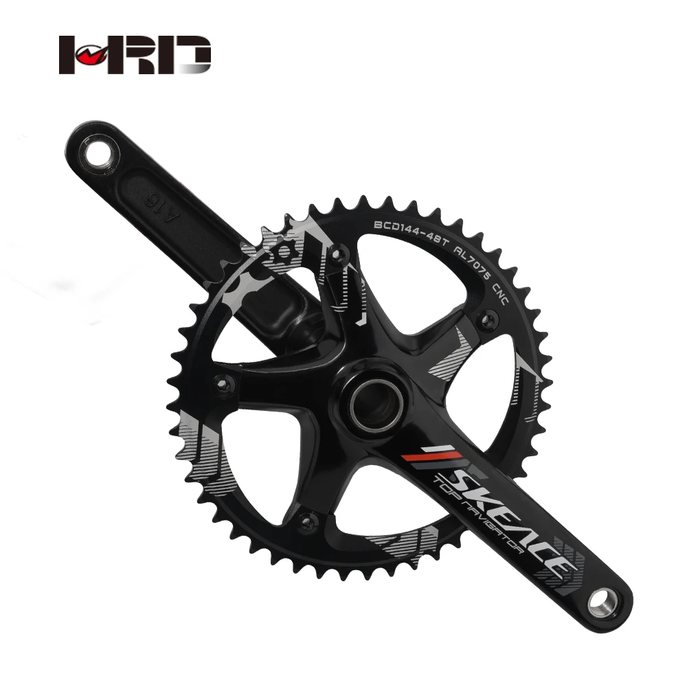 SKEACE Road Bike Crankset 144BCD 48T 165mm Alloy BB91 Single Crankset For Fixed-Gear Bikes Cranks Track Bikes Accessories