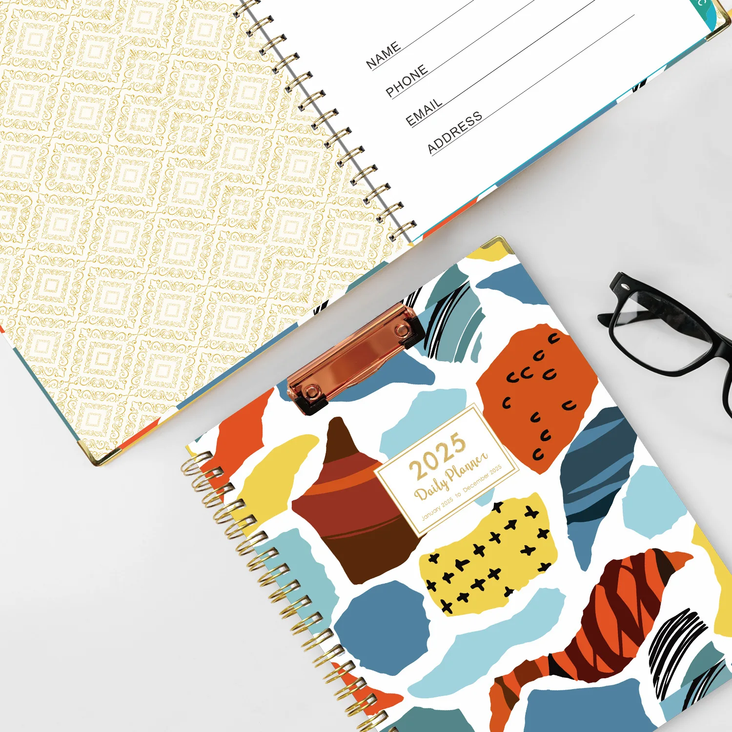 Board Clip A4 Notebook 2025 English Notepad Coil Diary Planner Work Exercise Calendar Book