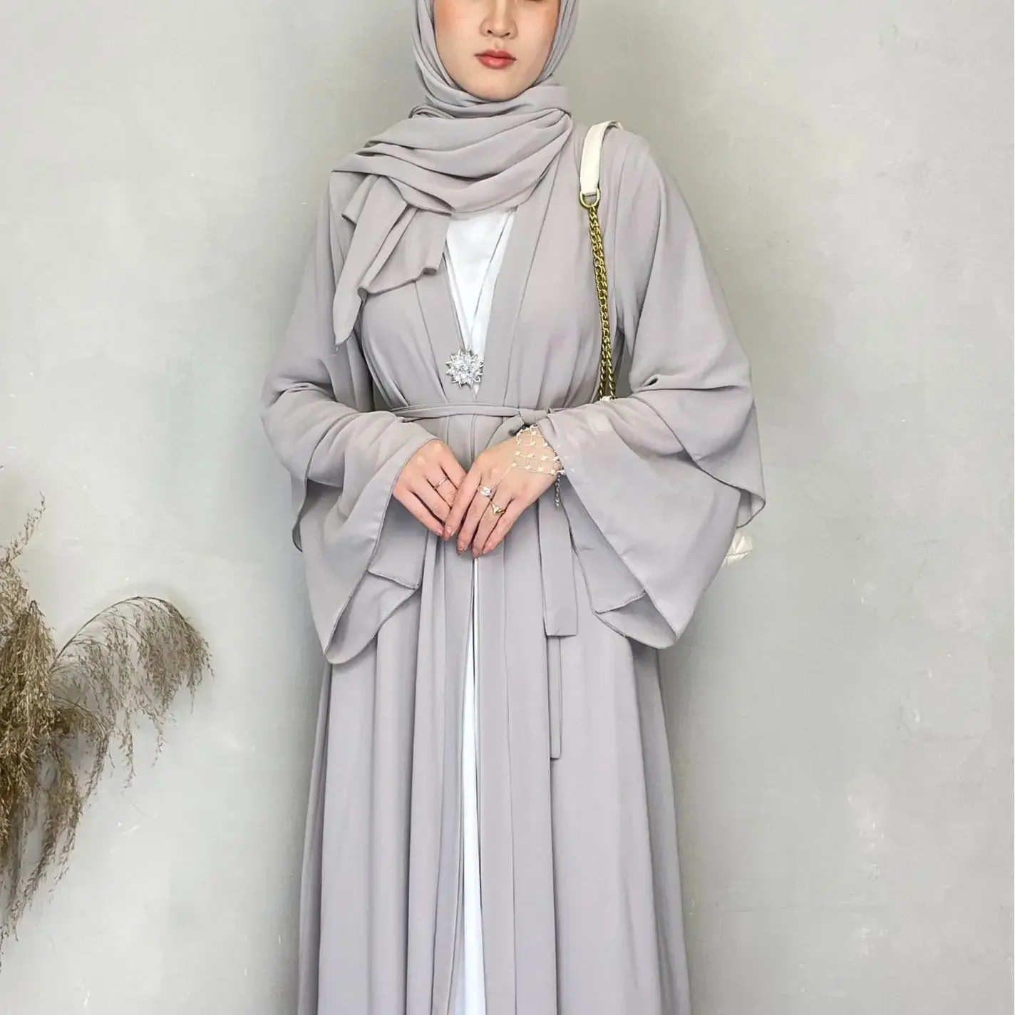 Simple Dresses for Women Chiffon Open Abaya Dubai Turkey Kaftan Muslim Cardigan Abayas Casual Robe Solid Caftan Islam Clothing