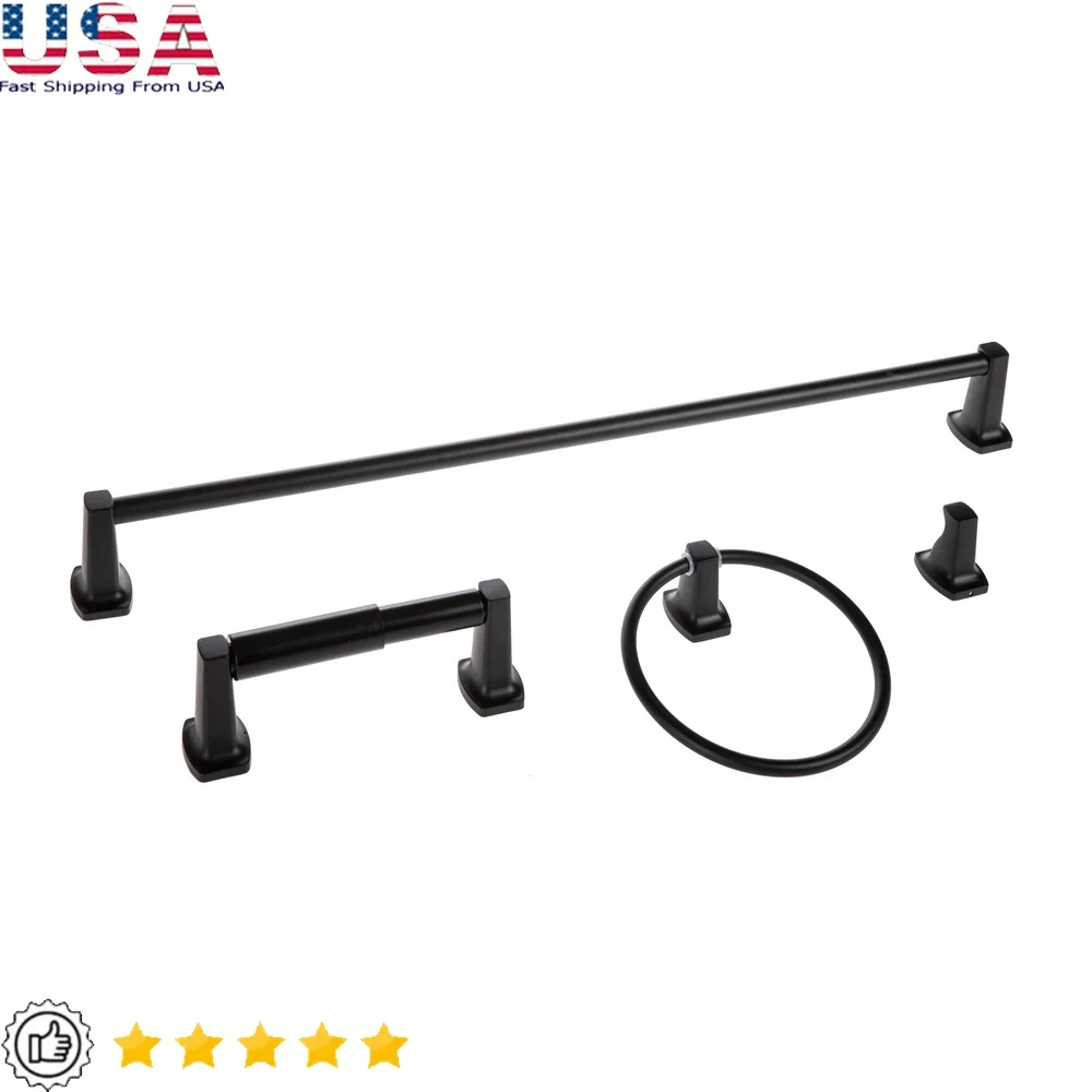 

Настенный стальной держатель для полотенец, набор оборудования для ванной, матовая черная отделка, кольцо для полотенец, крючок для халата, держатель для туалетной бумаги, ржавчина