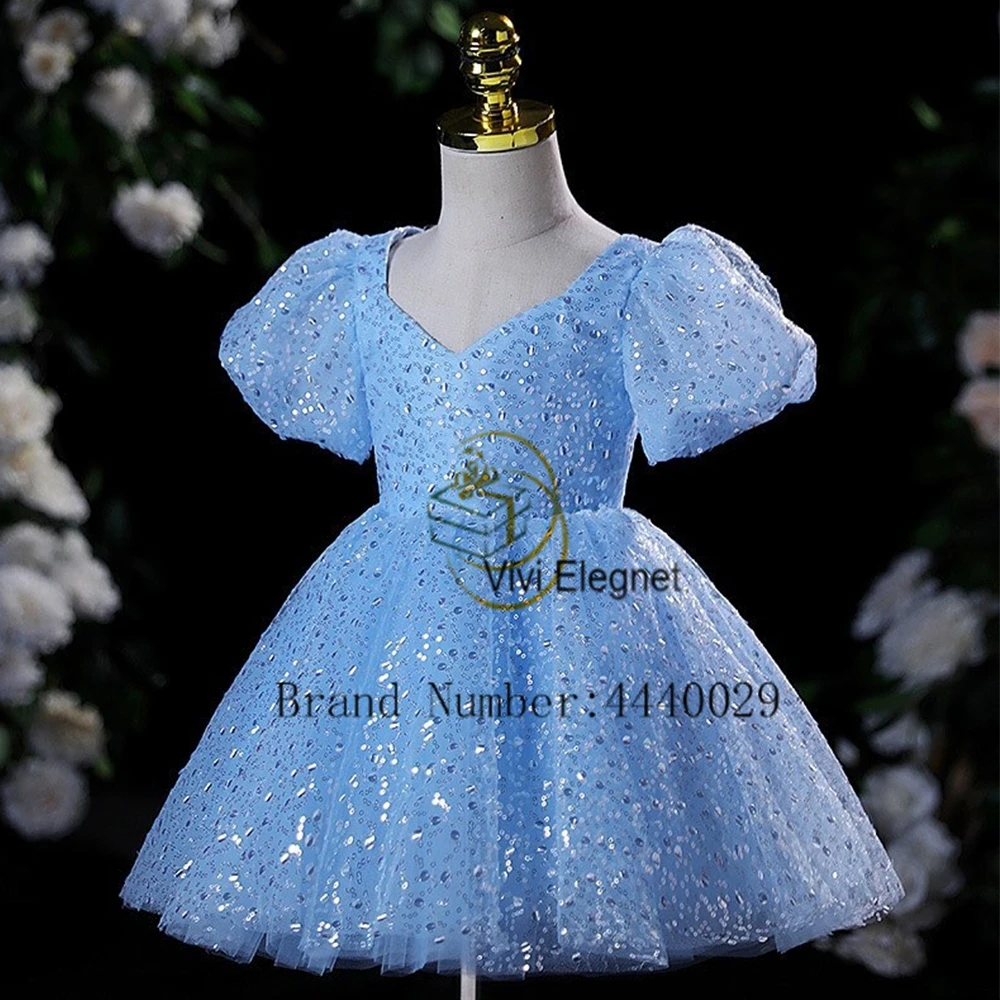 Exquisite Short Sleeve Flower Girls Dresses for Kids 2024 Summer New Knee Length Tiered New Zipper Back Christmas Gowns فلور فتا