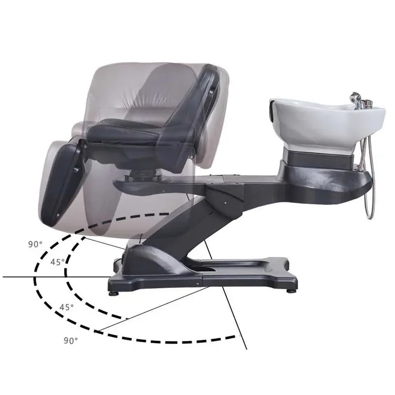 Cross-border Japanese high-end electric lifting shampoo bed, special rotating semi-full lying flush bed for barber shops and
