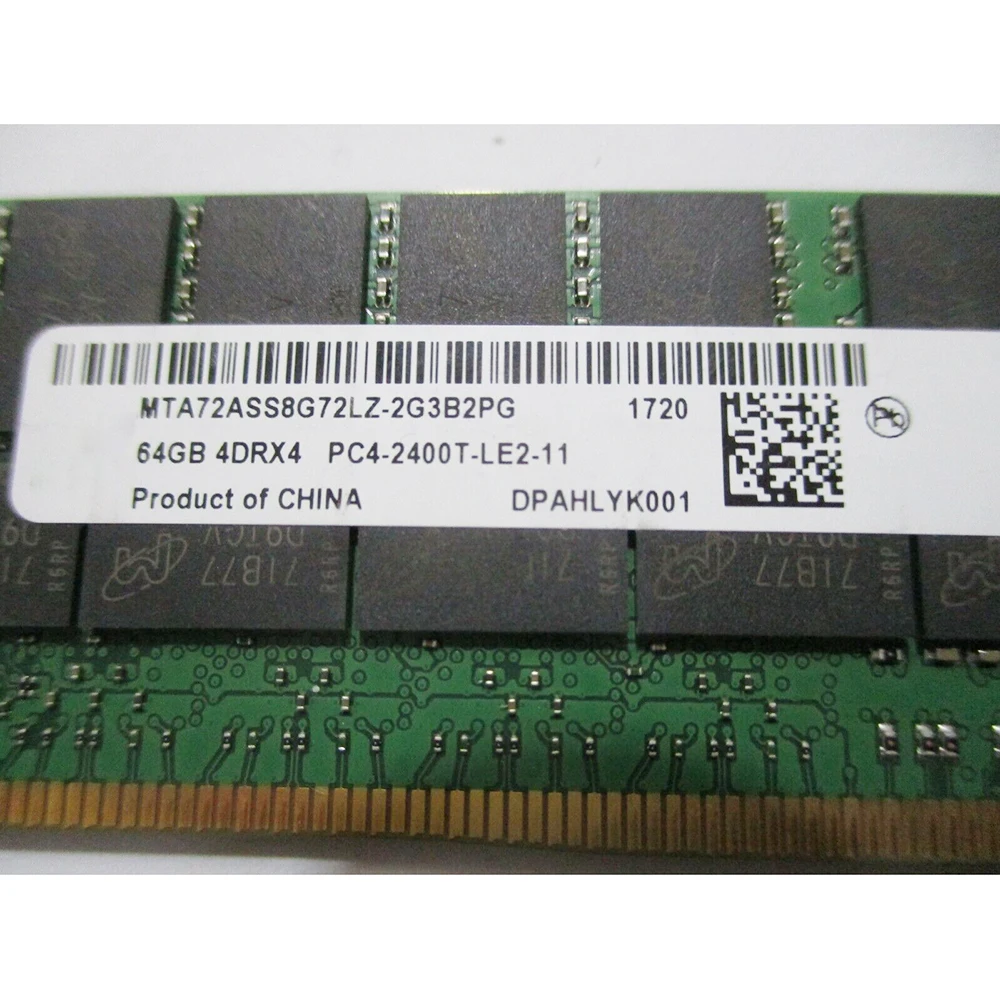 1PCS RAM 64G 64GB 2400T DDR4 2400 4DR×4 RECC RDIMM per memoria server MT MTA72ASS8G72LZ-2G3B2PG