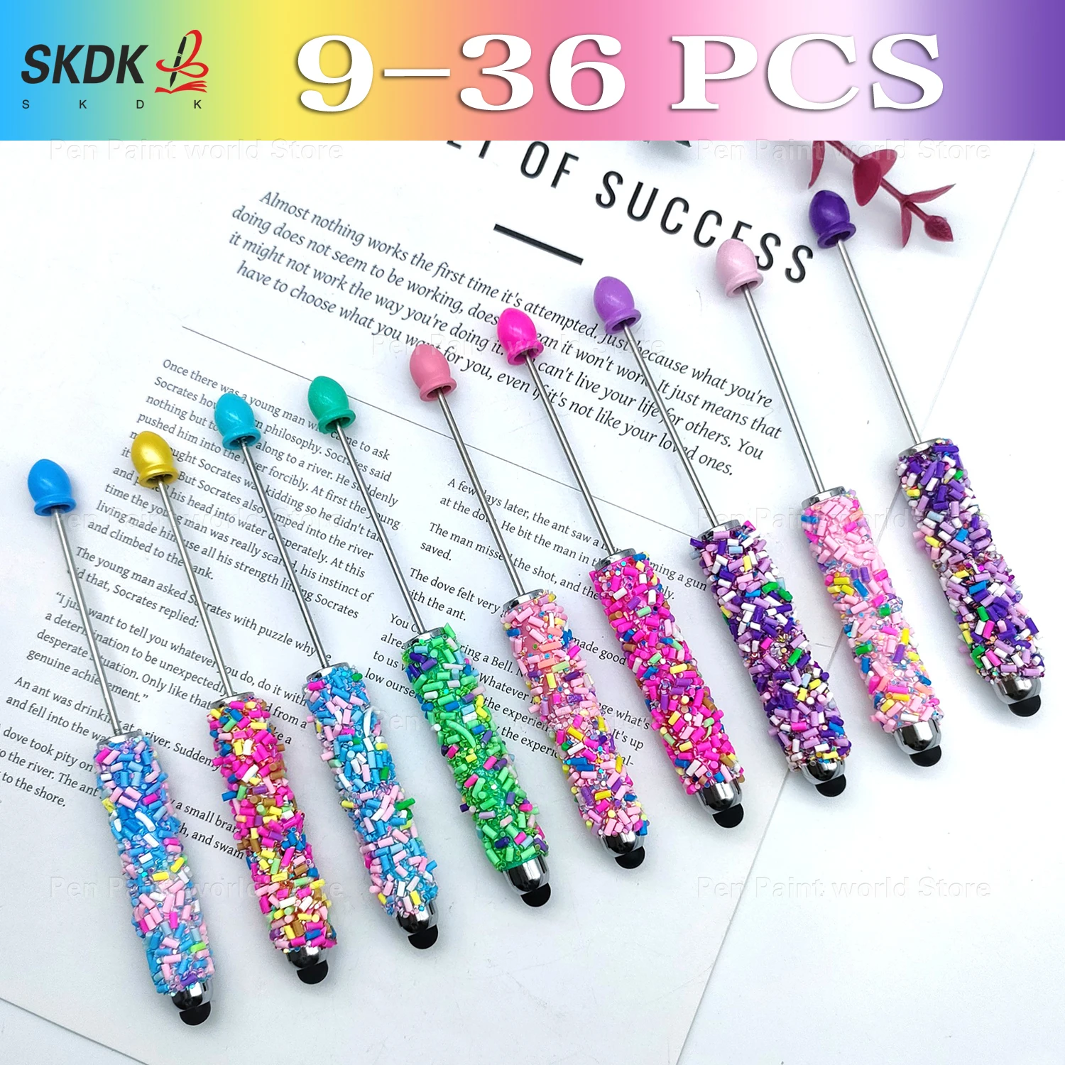 

9-36Pcs DIY Candy Sprinkles Bead Ballpoint Pen – Touchscreen Stylus & Bead Pen Gift for Students & Teens