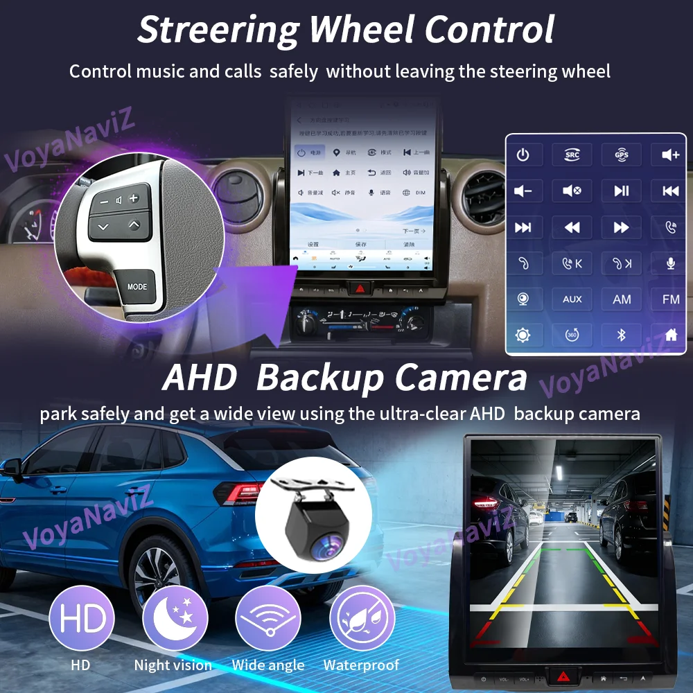 Android 15 Wireless Carplay Screen 12" For Toyota Land Cruiser LC70 LC71 LC76 LC78 LC79 2007-2023 Car Multimedia Player DSP 4G view 5