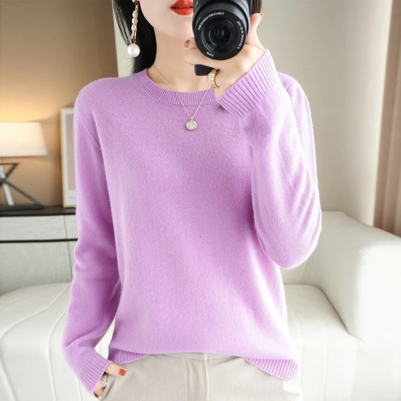 2022 Autumn/Winter Round nNck Sweater Women\'s Long Sleeve Pullover tTin Knitwear Is vVrsatile Loose Slimming Fashion  Foundation