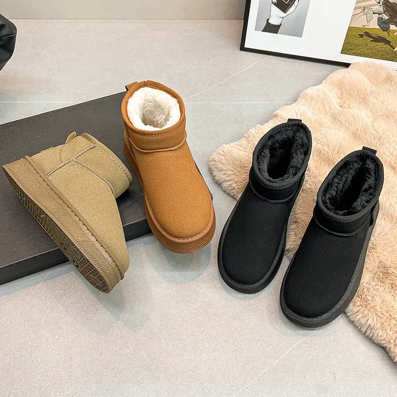 ‌ 2025 nuevos zapatos cálidos de algodón para invierno, botas de nieve sin cordones de lana gruesa, calzado informal antideslizante para el bosque nevado, fabricante de zapatos de estilo que combina con todo