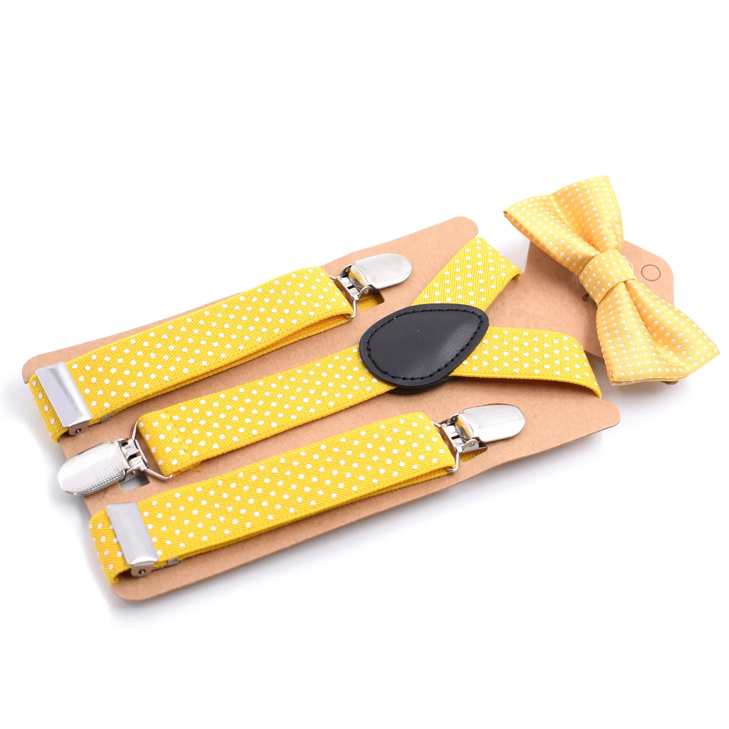 2pcs Children's Polka Dot Bow Tie Suspenders Set 2.5CM Three-clip Y-shaped Adjustable Elastic Boys and Girls Braces Accesorios