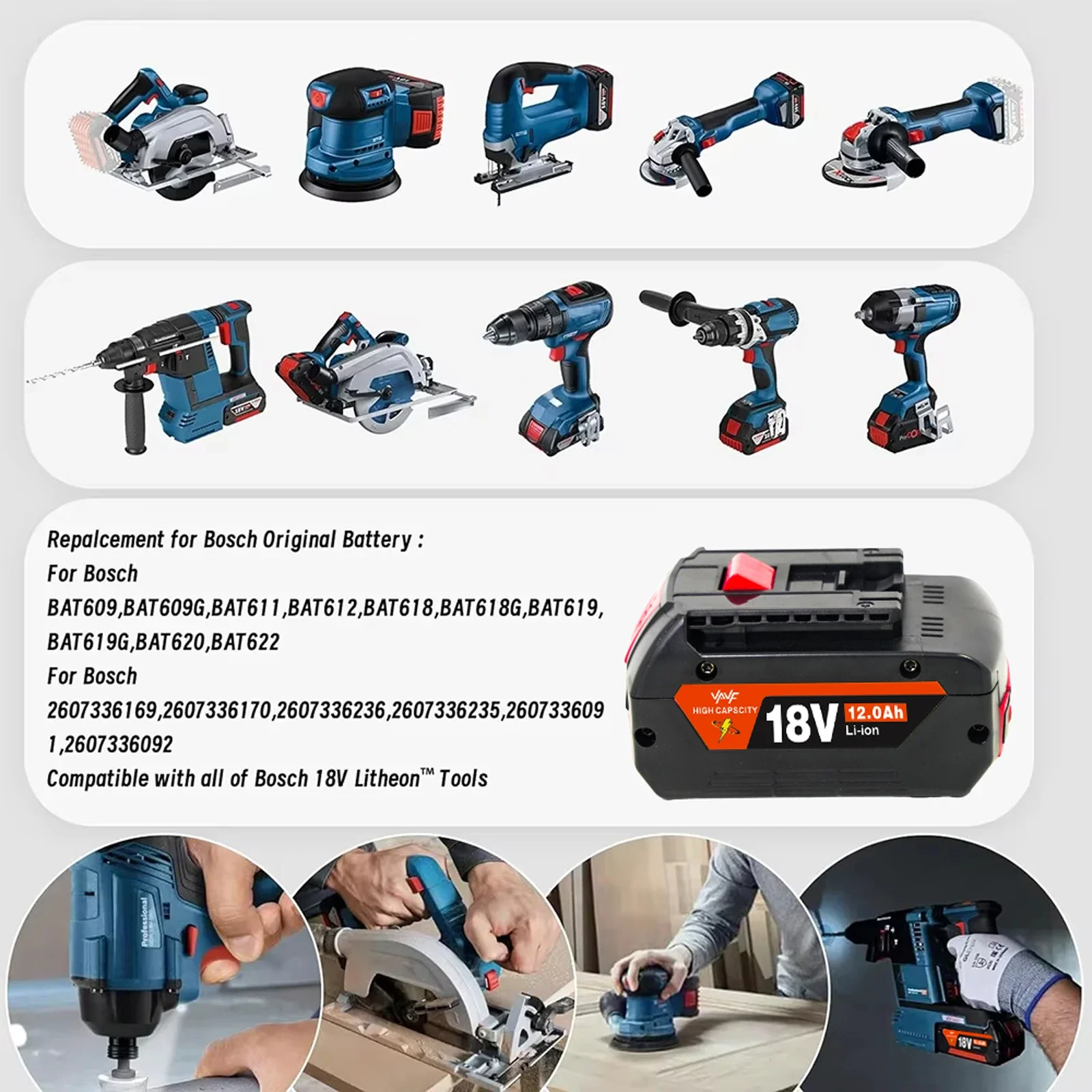 لبوش المهنية 18 فولت 18650 12000 مللي أمبير بطارية ProCORE 18 فولت بطارية ليثيوم أيون استبدال ل BAT609 BAT618 مع BMS #6