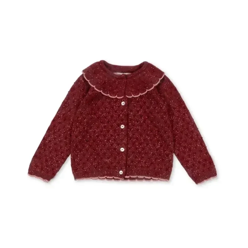 In Stock! 2024 Autumn/Winter New KS Children\'s Long Sleeve Sweater Cardigan Girls\' Christmas Hat Knitted Wool Hat