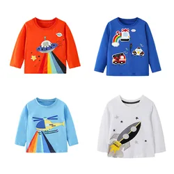 Jumping Meters 2-7T Boys T shirts Cars Embroidery Hot Selling Children's Clothing Long Sleeve Autumn Spring Blouses