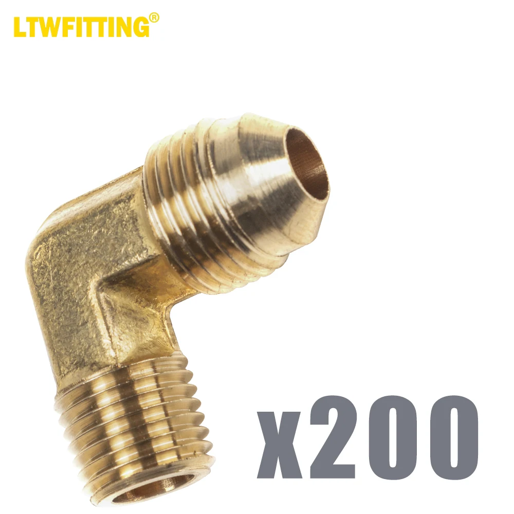 

LTWFITTING Brass Flare3/8" OD x 1/4" Male NPT 90 Degree Elbow Tube Fitting (pack of 200)