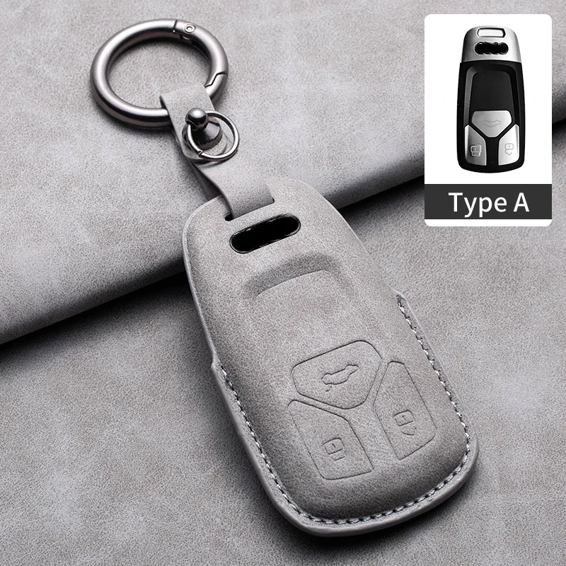 Leather Car Remote Key Case Cover for Audi A4 B9 Q5 Q7 TT TTS 8S 2016 2017 2018 A5 A6 8W 4M S4 S5 S7 TFSI RS Auto Key Fob Shell