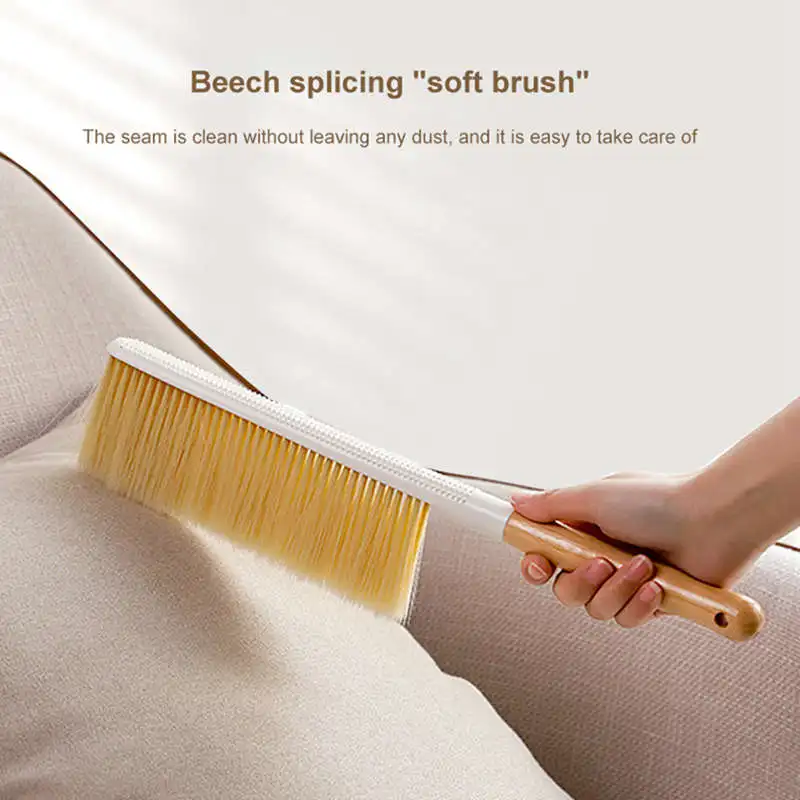 Light Luxury Beech Wood Dust Brush Household Soft Bristle Brush Sofa Carpet Long Handle Dust Removal Brush Bed Sweeping Brush