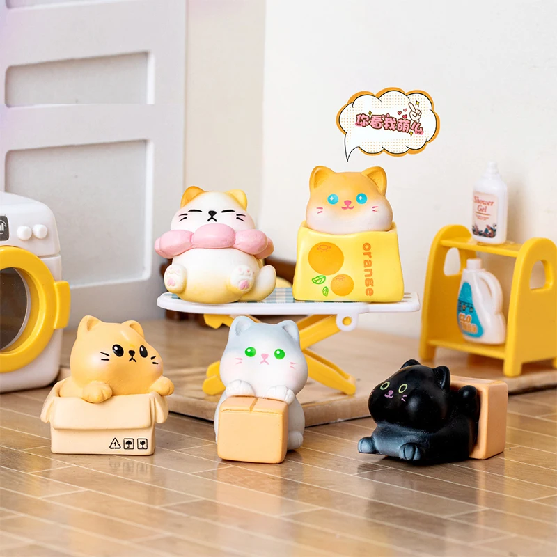 Micro Landscape Miniature Figurines Carton Little Cat Animal Resin Ornament DIY Accessories Home Decoration