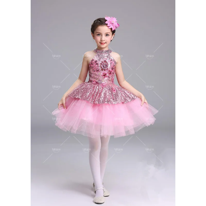 Vestido de baile de princesa con lentejuelas para niña, nuevo diseño, vestido de flores para niños, vestido de Ballet para niños