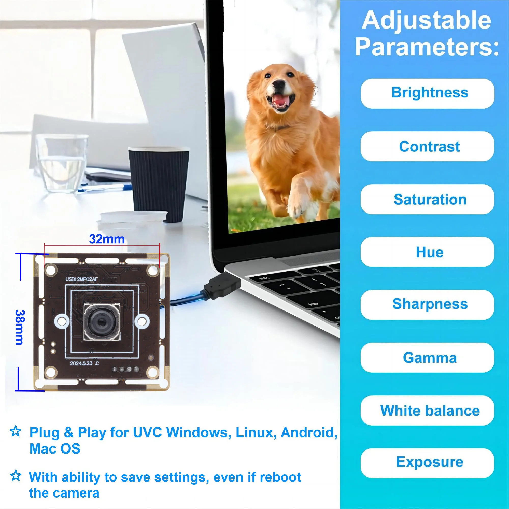 12 ميجابيكسل المساعد الشخصي الرقمي سريع التركيز التلقائي وحدة كاميرا بمنفذ USB عالية السرعة 3000p 15fps 4k 30fps 1080P 60fps كاميرا ويب usb للطابعة ثلاثية الأبعاد