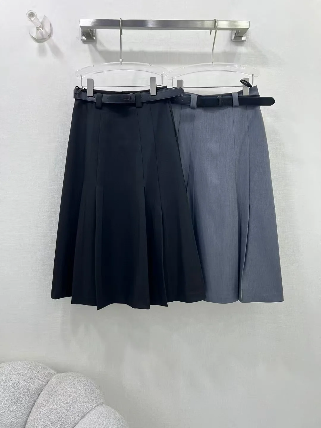 High end customized women's retro college style long pleated half skirt