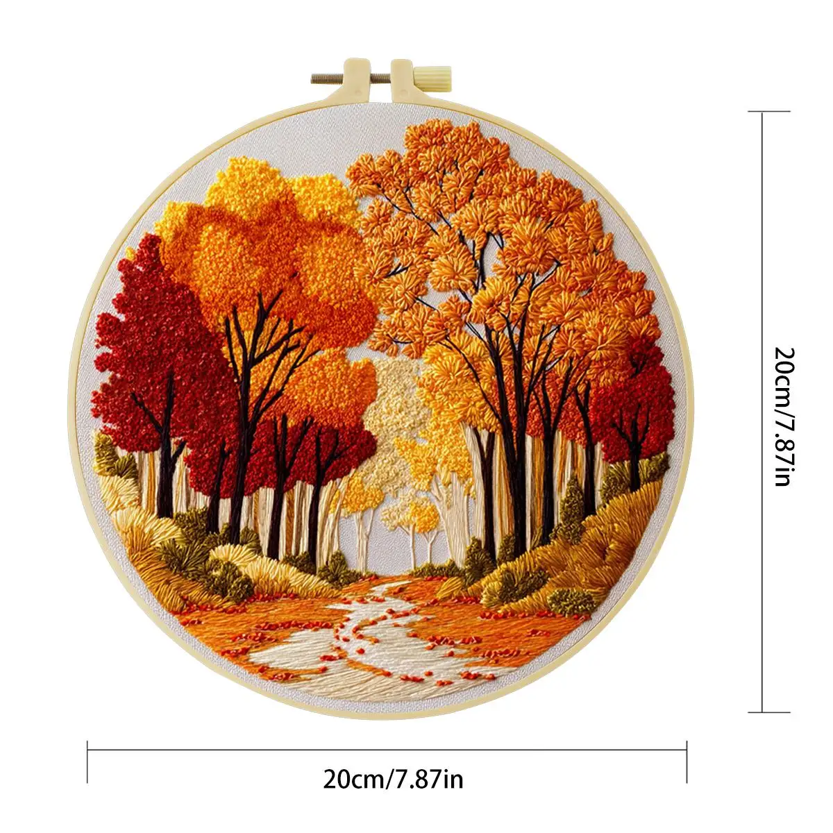 1 Stück 20X20CM/15X15CM 7,87/6,3 Zoll Herbst-Stickerei-Starter-Kit DIY-Kit DIY-Stickerei-Set Handarbeiten Heimdekoration Nadelkunst – Detail 4