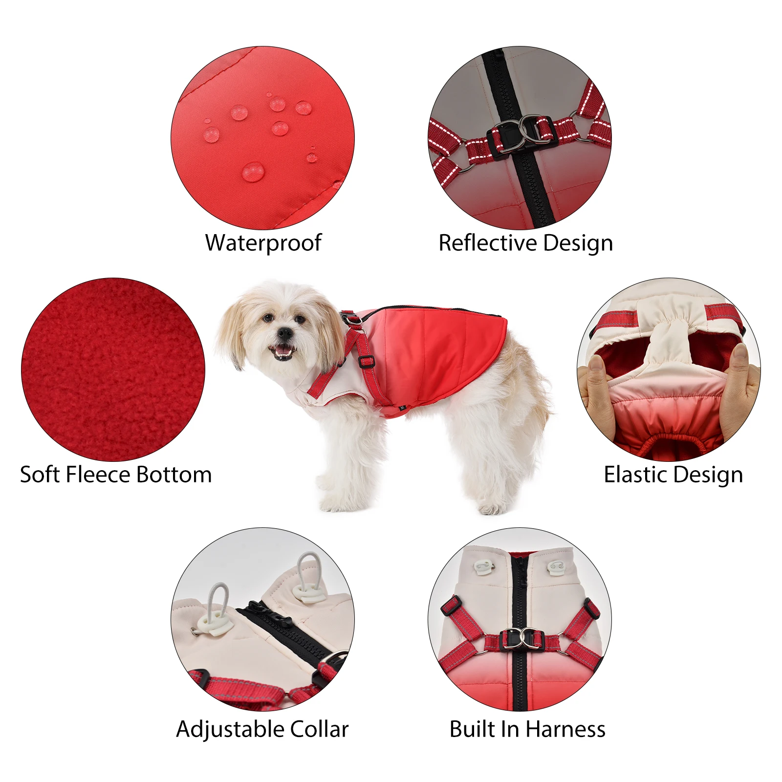 Fashion Dog Winter Jacket With Harness Reflective Warm Dog Clothes For Small Large Dogs Vest Snow Coat Cold Weather Pet Clothes