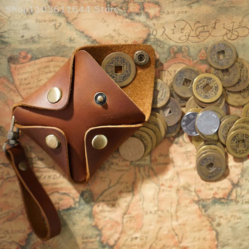 Kreative Geldbörse aus echtem Leder, kleine quadratische Münze, modische Druckknöpfe, Geldwechselhalter, Mini-Geldbörse, Schlüsselanhänger, Unisex-Geschenke