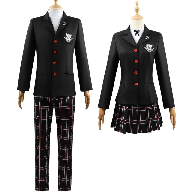 

Game Cosplay Amamiya Ren Kasumi Yoshizawa Cosplay Men Women School Uniform Unisex Halloween Suit Coat Party Black Uniform Set