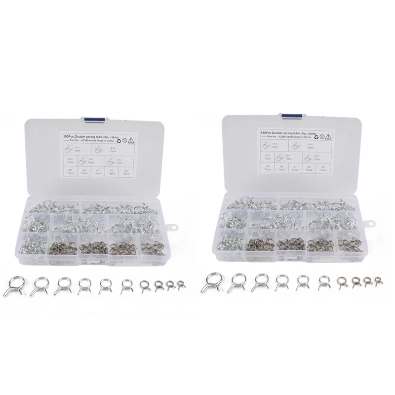 

ABMR-300Pcs Stainless Steel Spring Clip Hose Clamp Fastener Fuel Line Hose Water Pipe Air Tube Car Plumbing Tools