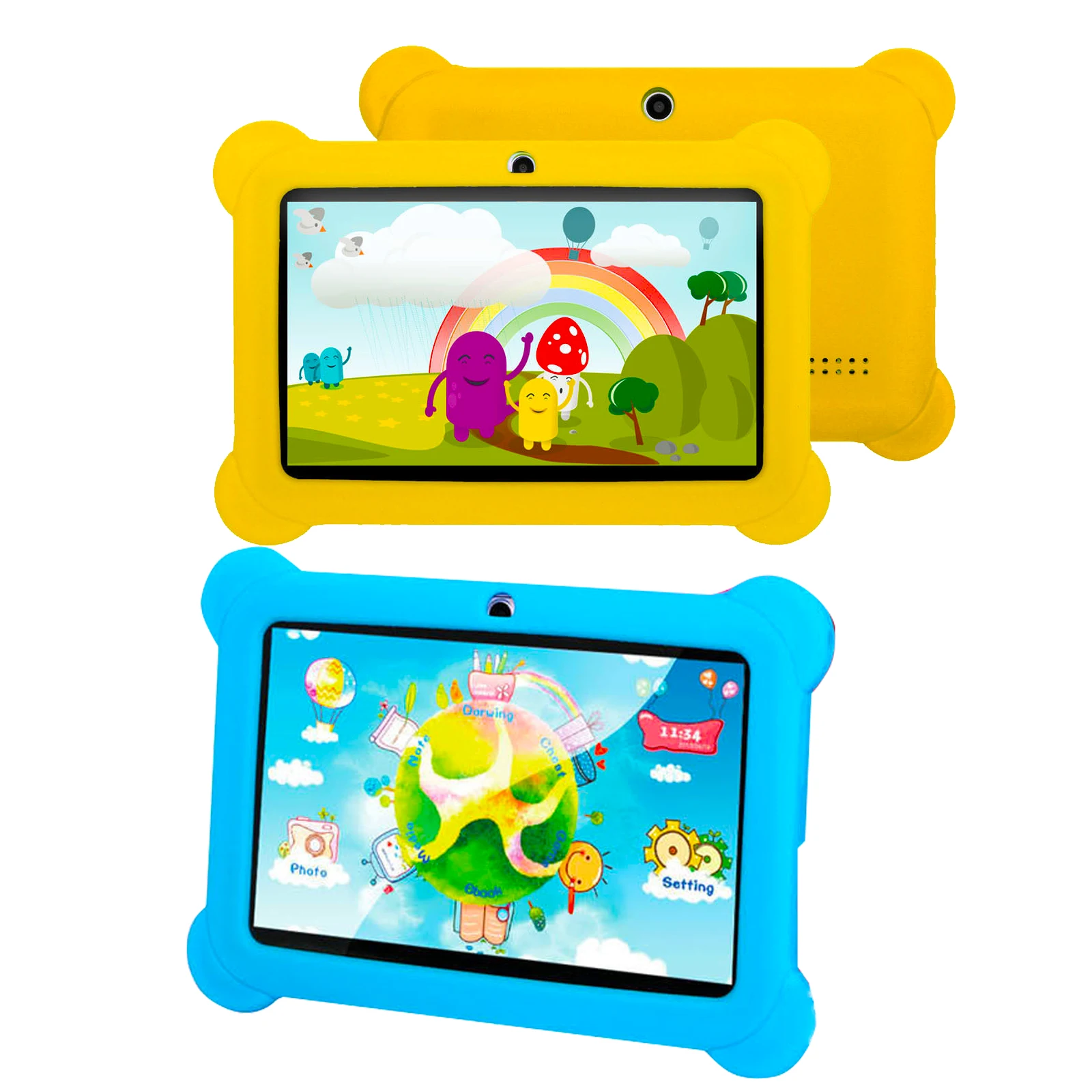 7 Inch 4GB 64GB Learning Tablet for Kids Android 14 Kids Tablet Toddler Educational Toy Gift for Children HD Dual Cameras