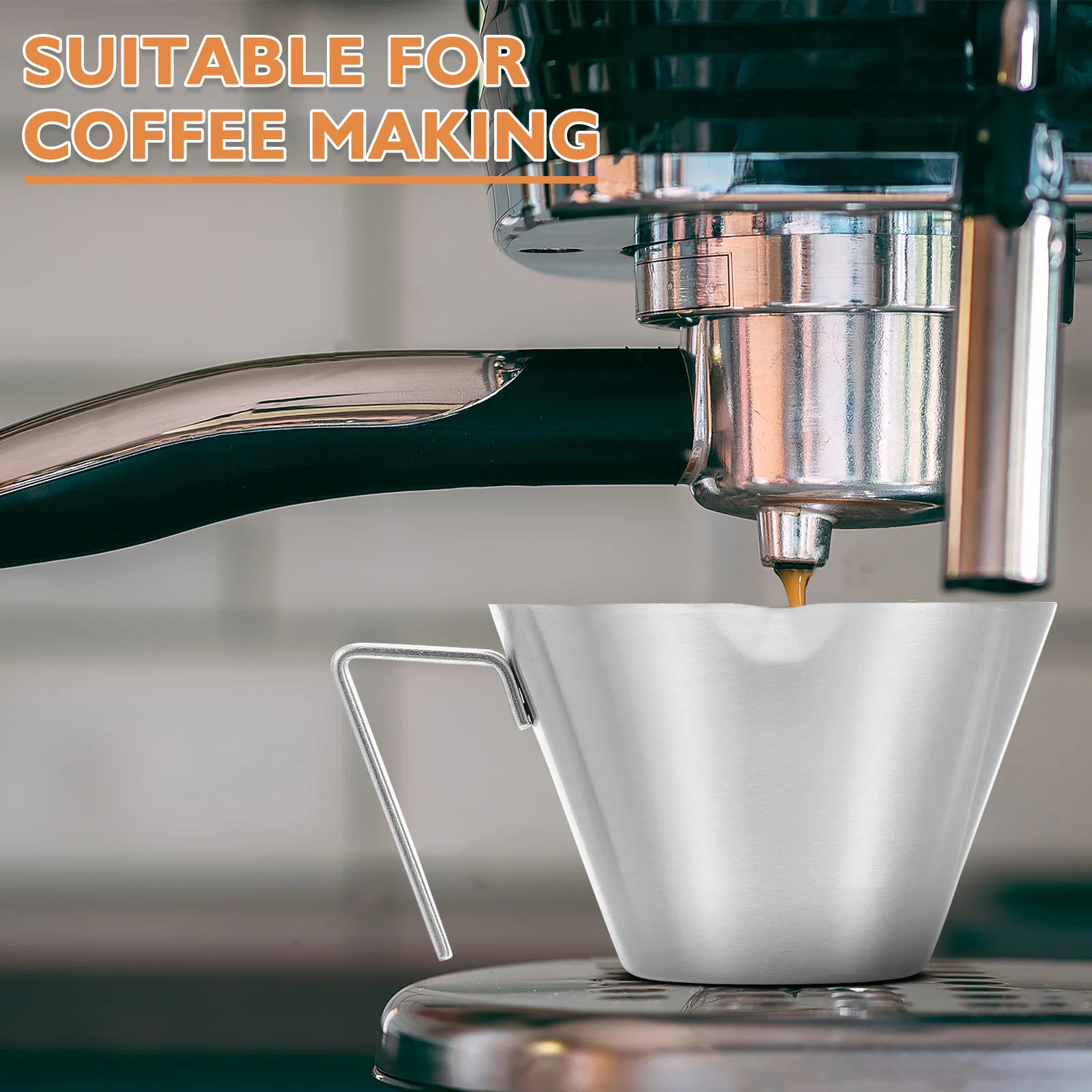 

2pcs Stainless Steel Measuring Cup Double Spout Espresso Shot Glass Coffee Pitcher Small Creamer Jug Milk Frother Cup Dishwasher