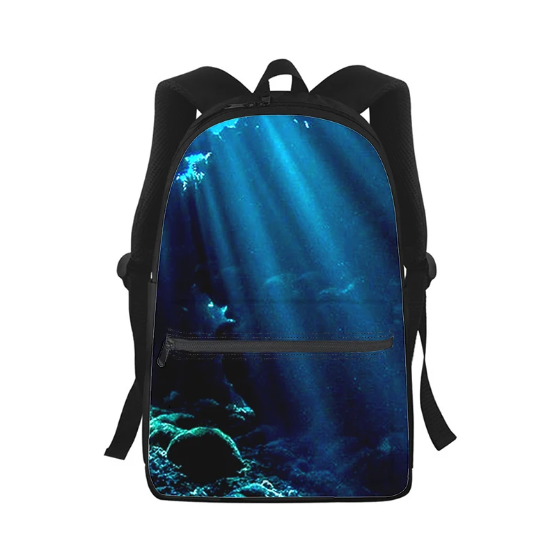 Mochila con estampado 3D de paisaje marino para hombre y mujer, bolso escolar de moda para estudiantes, mochila para ordenador portátil, bolso de hombro de viaje para niños