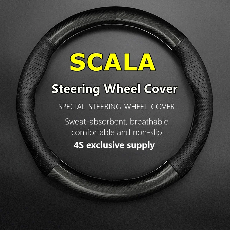 No Smell Thin For Skoda SCALA Steering Wheel Cover Genuine Leather Carbon Fiber Monte Carlo G-TEC 2018 2019 2020