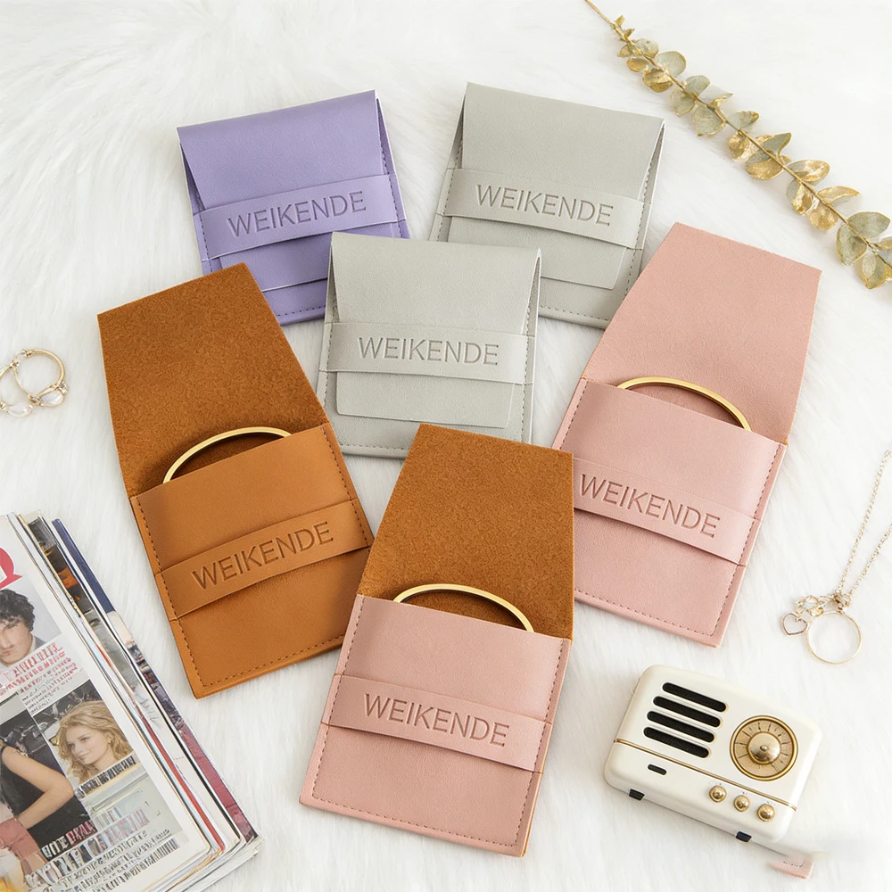 

100 упаковок, кожаные подарочные пакеты для ювелирных изделий, конверт, мешочек для Рождества, бар, мицва, свадебные сувениры, упаковка конфет, персонализированный логотип