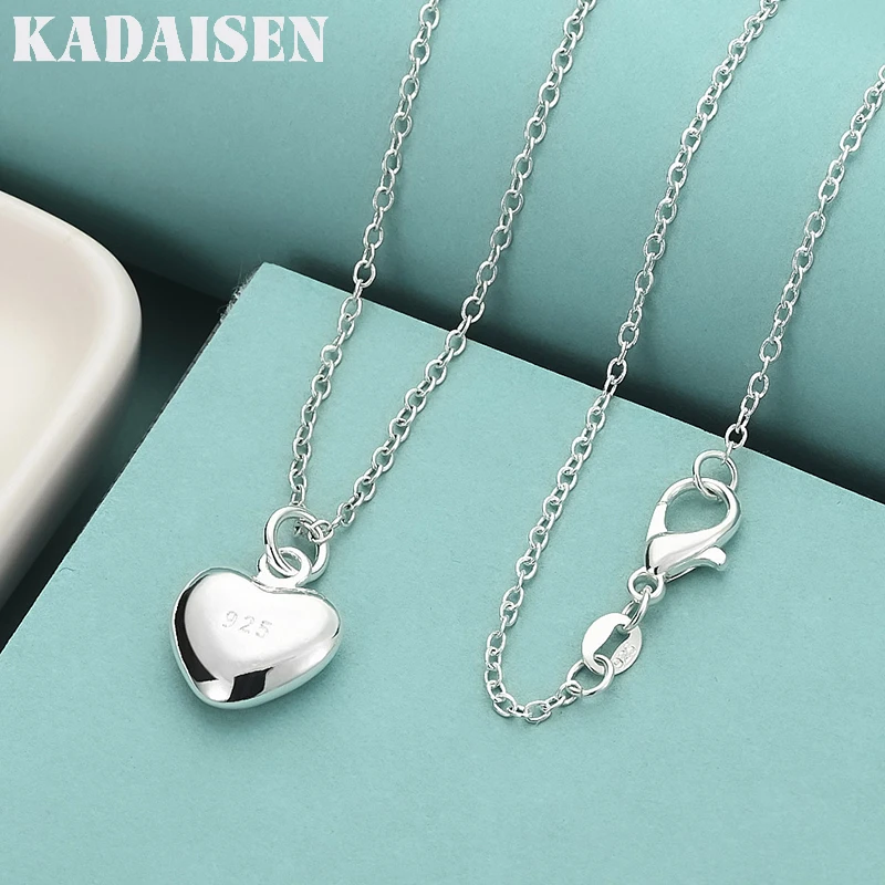 

Fine 925 Sterling Silver Solid Heart Necklace 18-24 Inches Snake Chain For Women Wedding Charm Fashion Jewelry Luxury