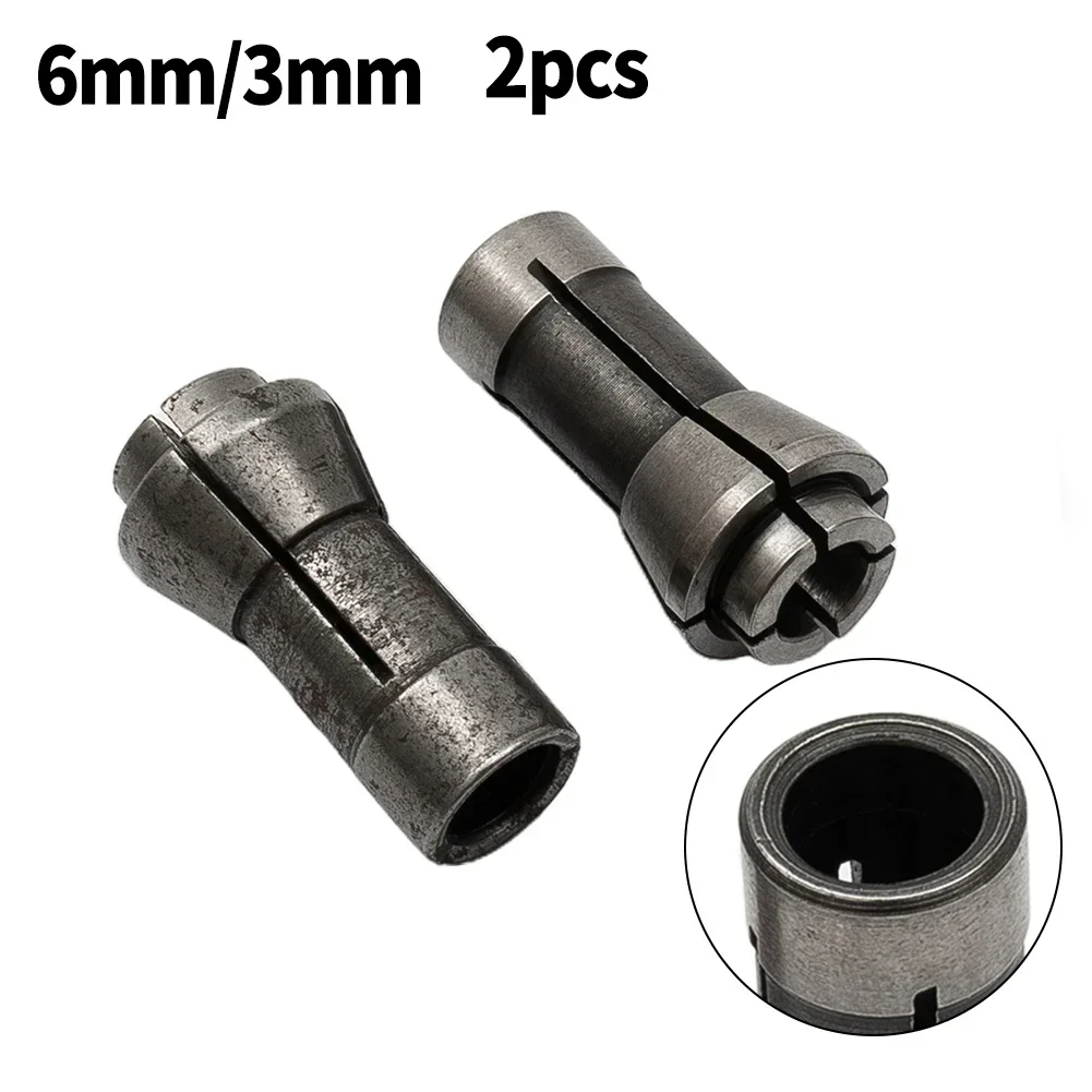 2pc Router Bit Collet 3mm 6mm Hole Diameter Adapter Milling Cutter Colle Chuck Engraving Trimming Milling Cutter For Woodworking