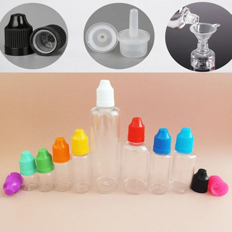 50Pcs Empty 3/5/10/15/20/30/50/100/120ml Refillable PET Plastic Dropper Bottles E Liquid Dispensor Containers For Liquid Oil