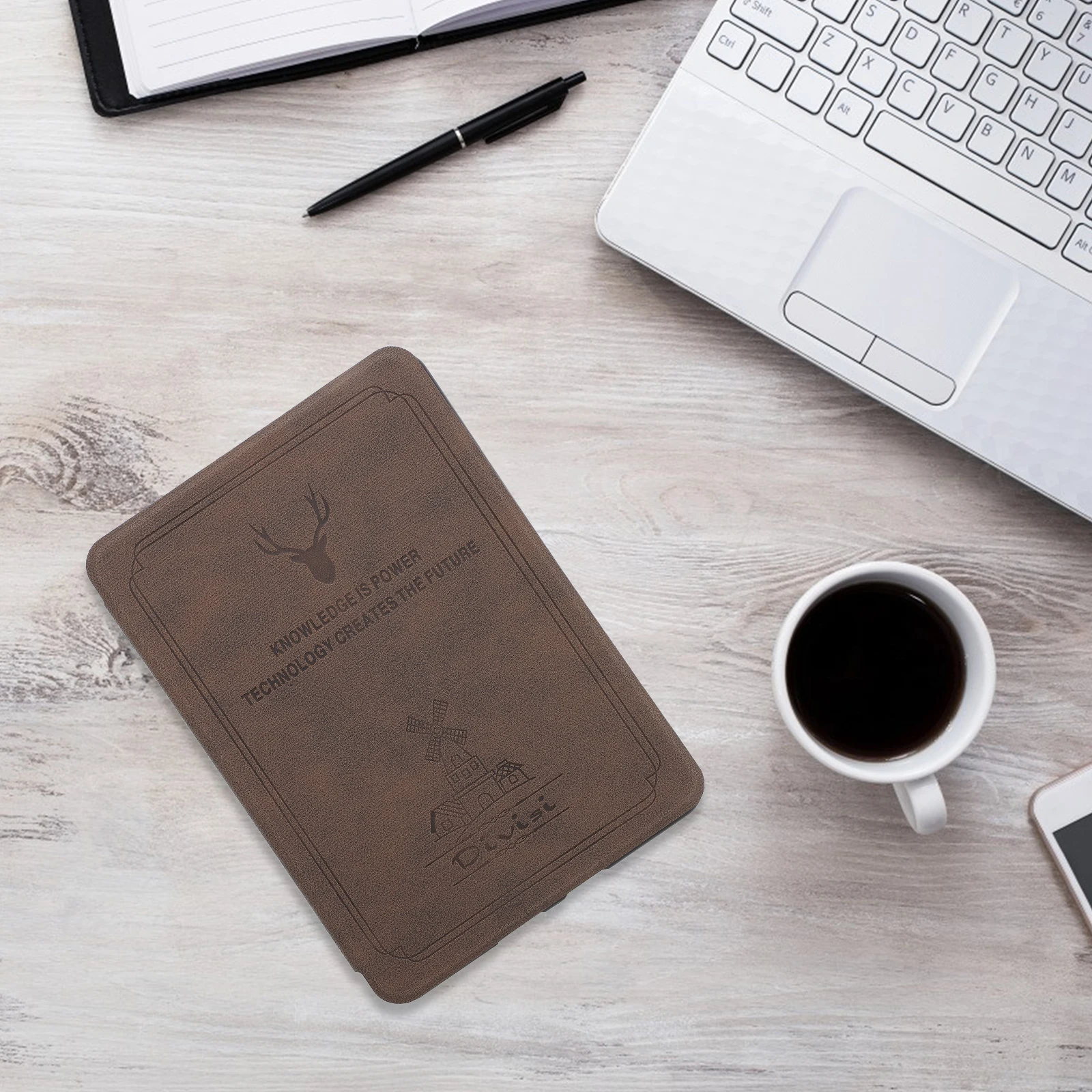

Deer Head E-reader Protective Cover Auto Wake -book Shell Pattern Imitation Waterproof Scratch Proof for Tablet