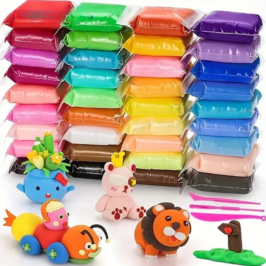 Set de Arcilla de 12/36 Colores, Arcilla de Secado al Aire, Arcilla Plástica Ultraligera con Herramientas de Tallado, Manualidades DIY, Regalos para Niños, Arcilla de Modelar No Tóxica y Divertida