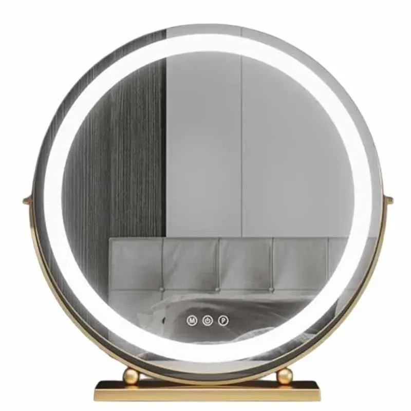 

Mirrors Korean Decorative Bedroom Light Led Aesthetic Round Makeup Mirror Gold Round Espelho Grande Para Quarto Home Decoration