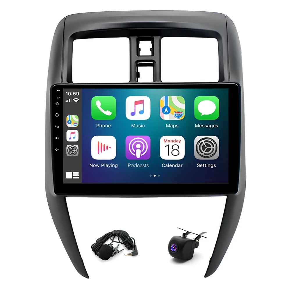 For Carplay Car Stereo Radio Screen GPS NAVI RDS / Microphone Multimedia Player AHD Camera For Versa Sedan 2015 -2019 Android 14