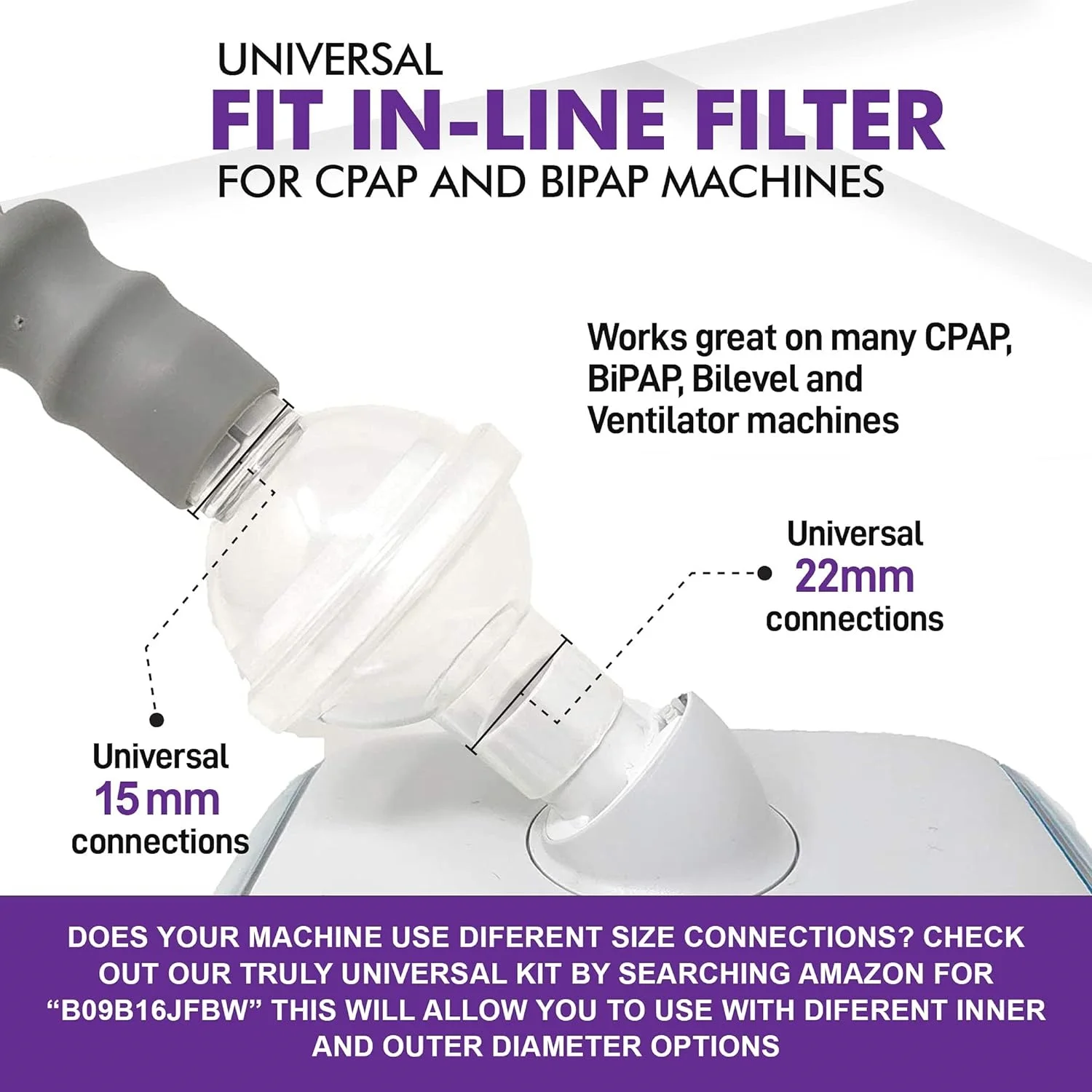 Universal Bacterial Viral Filter for CPAP BiPAP Machine Filters Bacterium and Airborne Allergens to Purify Cpap Experience