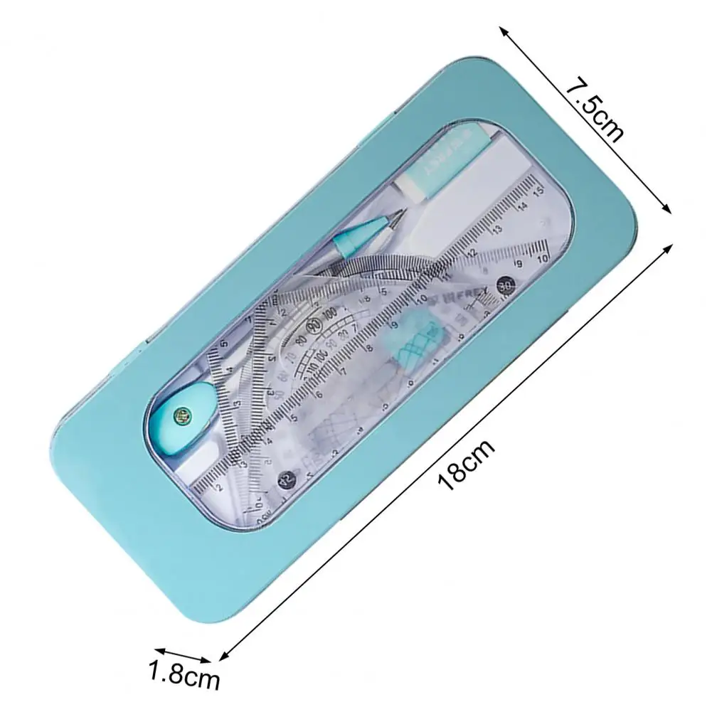 7Pcs/Set Ruler Compass Student Rulers Protractor Drawing Compass Stationery Rulers Mathematical Compass School Supplies