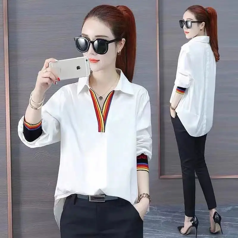 

Новый женский свободный модный корейский топ Sle Ele, весенне-осенний сезон, длинная повседневная одежда из смеси полиэстера